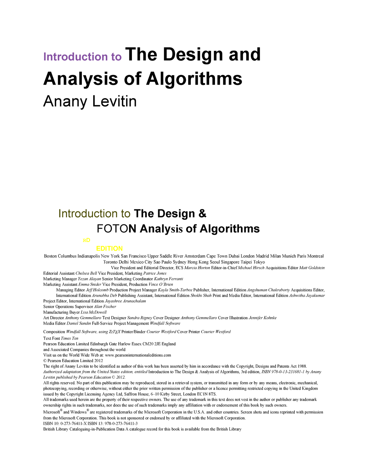 algorithmic puzzles by anany levitin pdf